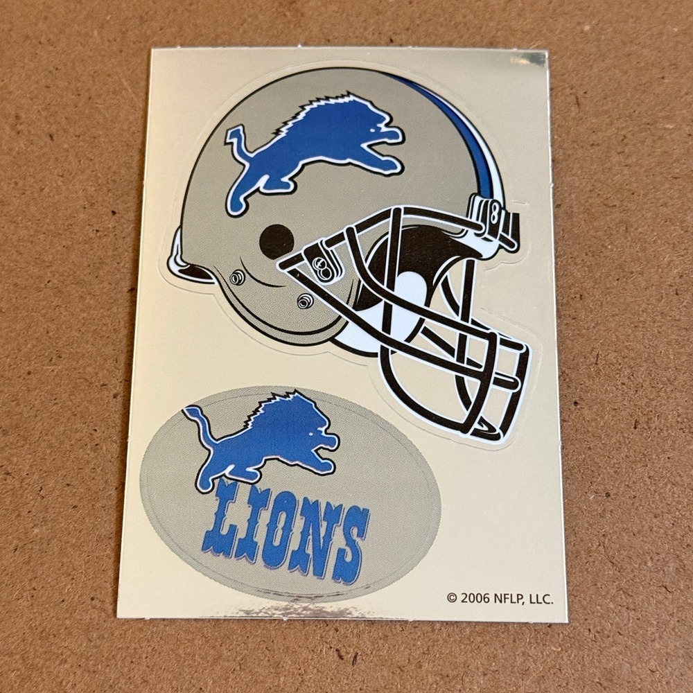NFL Detroit Lions Metallic Kiss-Cut Helmet Stickers Silver 2006 Vintage Decals